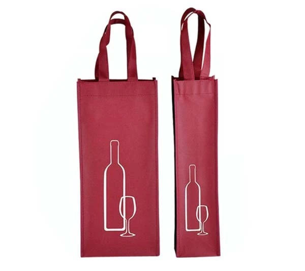 Reusable Non Woven Wine Bag Wine Holder Beer Bottle Shopping Tote Bag Bottle Carrier with 1 Bottles 2 Bottles Custom Logo